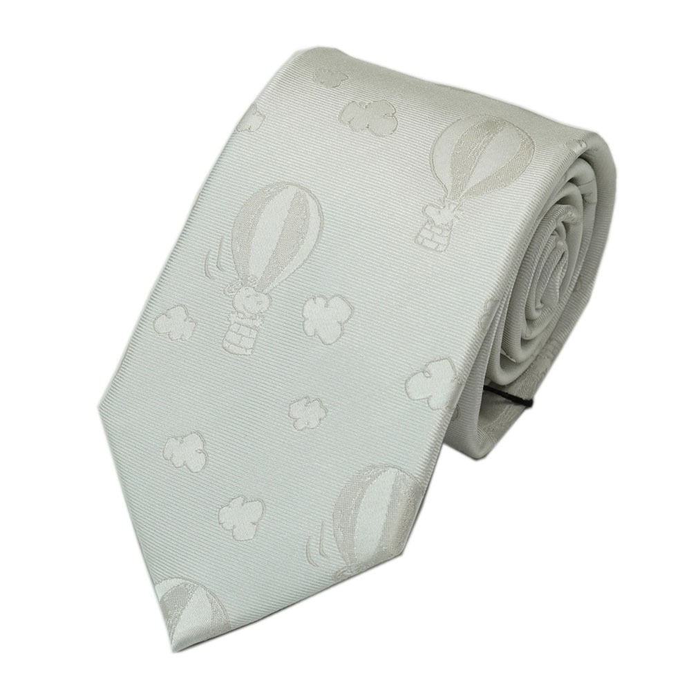 ピーナッツ／ネクタイ　(バルーン柄）フォーマル ホワイト プレゼント ギフト Peanuts シルク100% ブランドネクタイ キャラクター ビジネス フレッシャーズ 送料無料 PN914510白