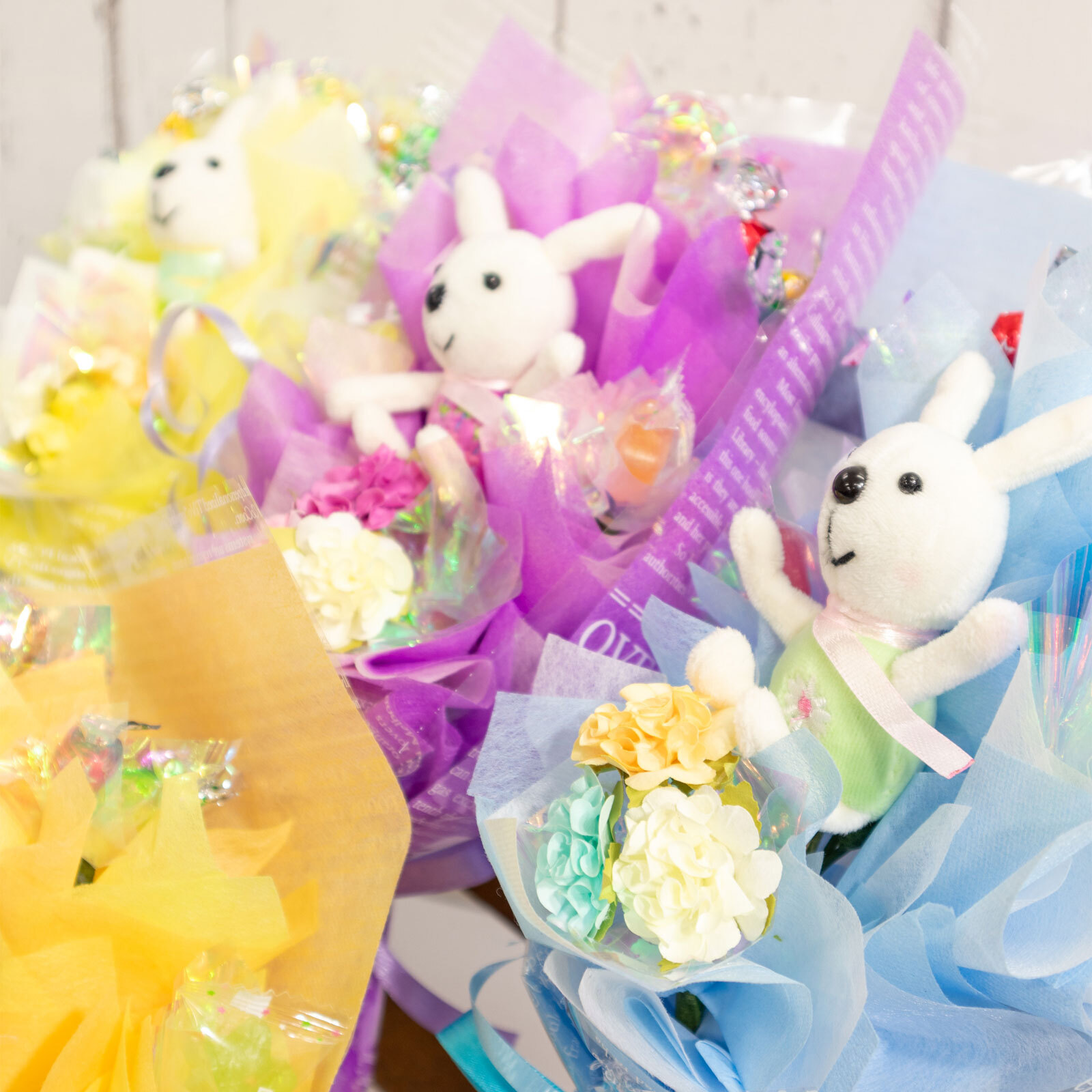 キャンディー フラワー ミニミニ ブーケ ギフト オレンジ むらさき ピンク 赤 水色 青 黄緑 黄色 花 造花 卒業 卒園 誕生日 プレゼント ギフト 女性 母 祖母 女友達 退職祝い 結婚記念日 母の日 お祝い 発表会 子供 遊戯会 贈り物 送料無料