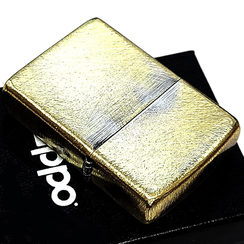ZIPPO ライター アンティークゴールド ブラス ユーズド加工 おしゃれ シンプル ヴィンテージ加工 金 ビンテージ風 メンズ かっこいい  ギフト プレゼント