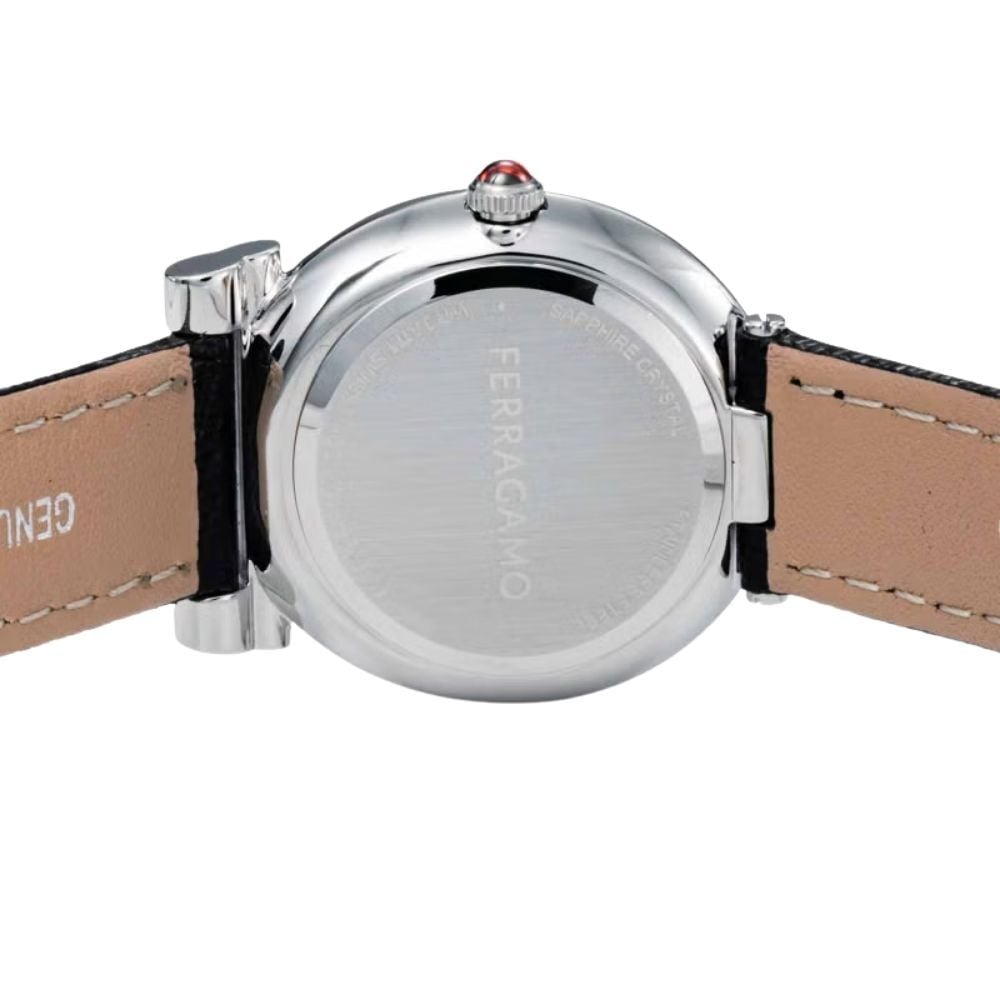 フェラガモ 腕時計 レディース ガンチーニ ツイステッド 1本限り シルバー ブラック レザー 32mm FERRAGAMO GANCINI TWISTED スイス製 サファイアガラス プレゼント ギフト 成人 卒業 入学