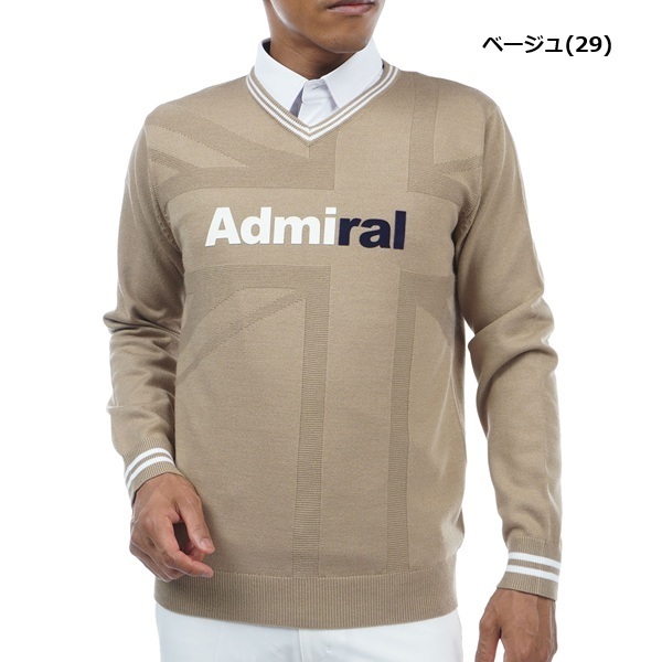 アドミラル ゴルフ メンズ UJジャカード　Vネックセーター ADMIRAL GOLF ADMA369 秋冬モデル お誕生日祝い お祝い 記念品 お父さん 父の日 彼氏 男性 30代 40代 50代 60代  還暦祝い 敬老の日 人気プレゼント プレゼント