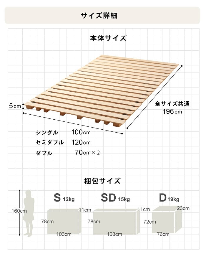 ベッド 寝具 シングルサイズ ロール式 すのこ 高さ約5cm セミダブル ダブル シングル ロール桐スノコ 丸めて折りたたみも可能 木製 折り畳み 通気性 カビ対策 中ロール マットレス付き