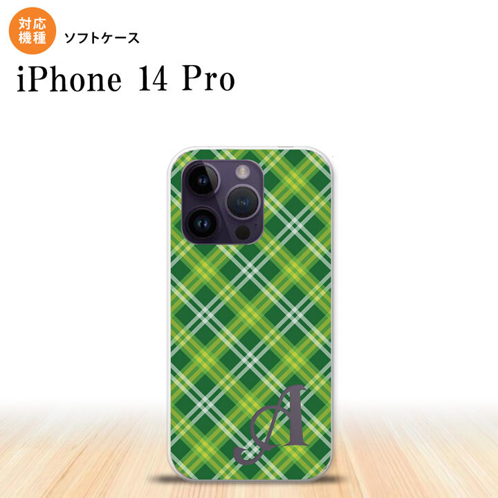 iPhone14 Pro iPhone14 Pro スマホケース 背面ケースソフトケース チェック A 緑 +アルファベット 2022年 9月発売 nk-i14p-tp435i