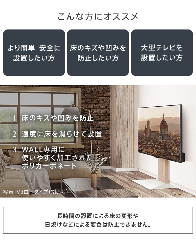 WALLインテリアテレビスタンドV2ハイタイプ専用 ポリカーボネートフロアシート テレビ台 テレビスタンド 部品 パーツ フローリング 床保護パネル 床 シート 傷防止 キズ防止 汚れ防止 保護 WALLオプション