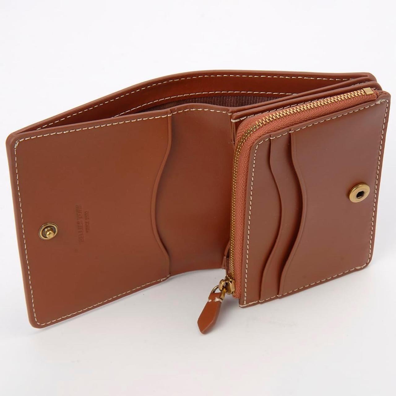 ベリーズヨーク　BELLIES YORK　コンパクト財布　二つ折り財布　BYTM1916BR　ブラウン　茶色　ベジタブルタンニン　イタリアンレザー　牛革　”エイジングを楽しむ革小物”