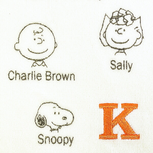 スヌーピー イニシャルミニタオル (K) アイボリー ハンカチ SNOOPY
