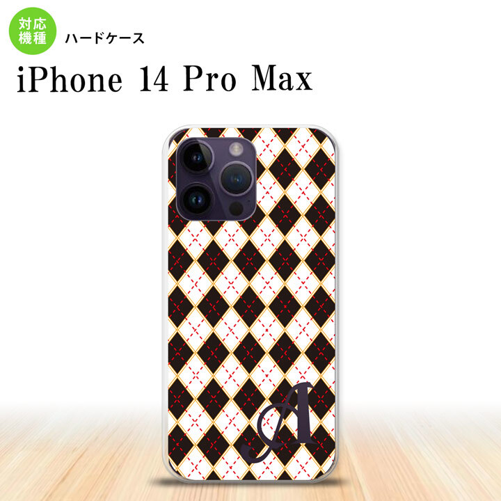 iPhone14 ProMax iPhone14 Pro Max スマホケース 背面ケース ハードケース アーガイル 黒 赤 +アルファベット 2022年 9月発売 nk-i14pm-1401i