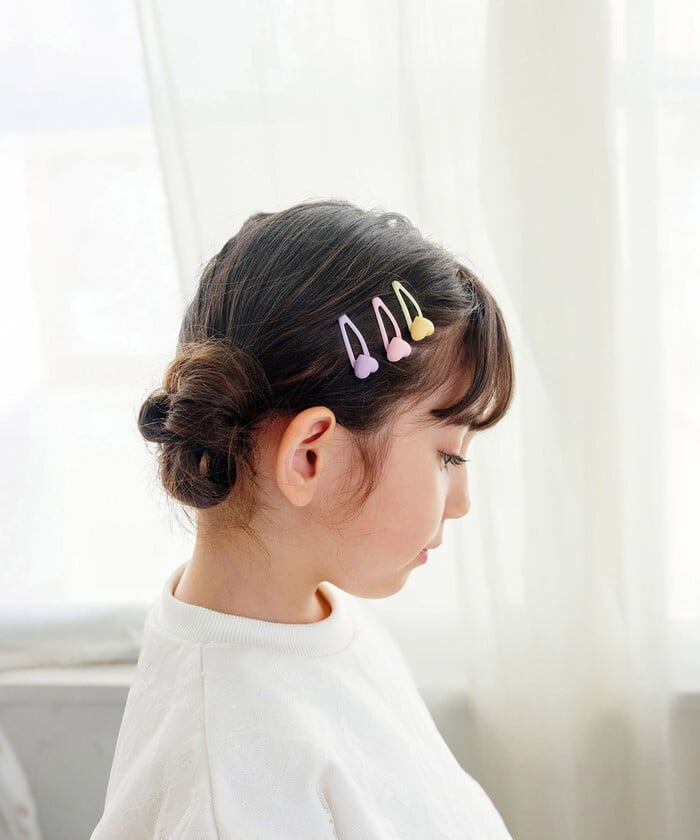 ヘアピン 通販 Rora パッチン留め 子供用 キッズ ヘアアクセサリー ヘアクリップ スリーピン 前髪クリップ パステルカラー ハートモチーフ ミニサイズ 髪飾り 髪留め 女の子 子ども ヘアアレンジ