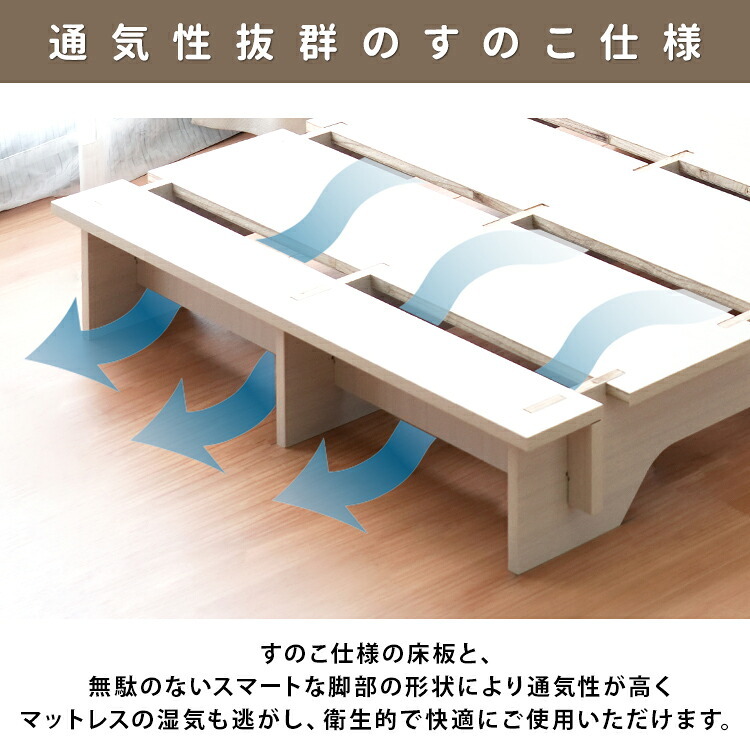 ベッド 寝具 ポケットコイルマットセット ネジや工具を使わない 組立て簡単 すのこ【ネジを使わない 】セミダブル