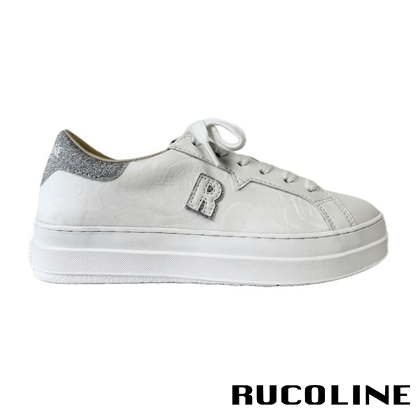 ルコライン スニーカー ルコライン 靴 RUCO LINE RUCO-019WH ROSE LUX 花柄生地 ホワイト 白 シルバーラメ 合皮 ローカット ファスナー無し ルコライン シューズ RUCO LINE ルコラインスニーカー フラットソール 新作 取扱店 京都 母の日 ギフト 数量限定