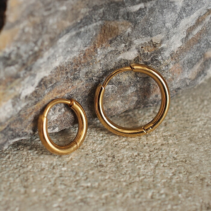 ピアス フープ つけっぱなし 小ぶり ステンレス アレルギー対応 幅2.0ｍｍ × 内径 8mm 12mm 中折れ 大人 上品 通勤 オフィス シンプル