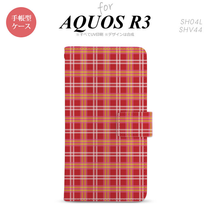 SH-04L/SHV44 AQUOS R3 手帳型スマホケース カバー チェック 赤  nk-004s-r3-dr432