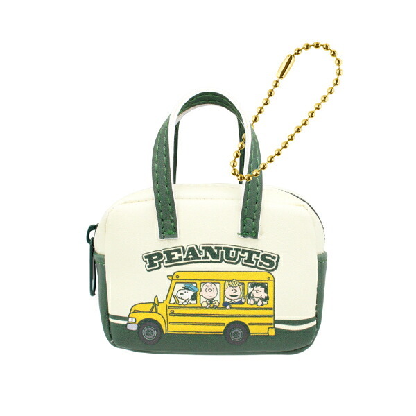 スヌーピー ミニボストンバッグ型ポーチ(Schoolfriend) Preppystyle schoolbus SNOOPY