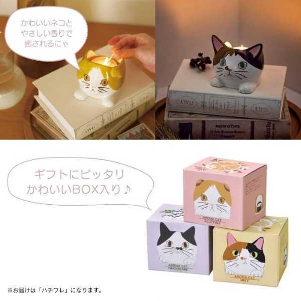 アロマキャット ハチワレ P23-0761 アロマキャンドル ソイキャンドル 猫 ねこ ネコ 陶器 ジャスミン 香り 癒し インテリア 置物 オブジェ ギフト プレゼント 猫好き かわいい おしゃれ セトクラフト