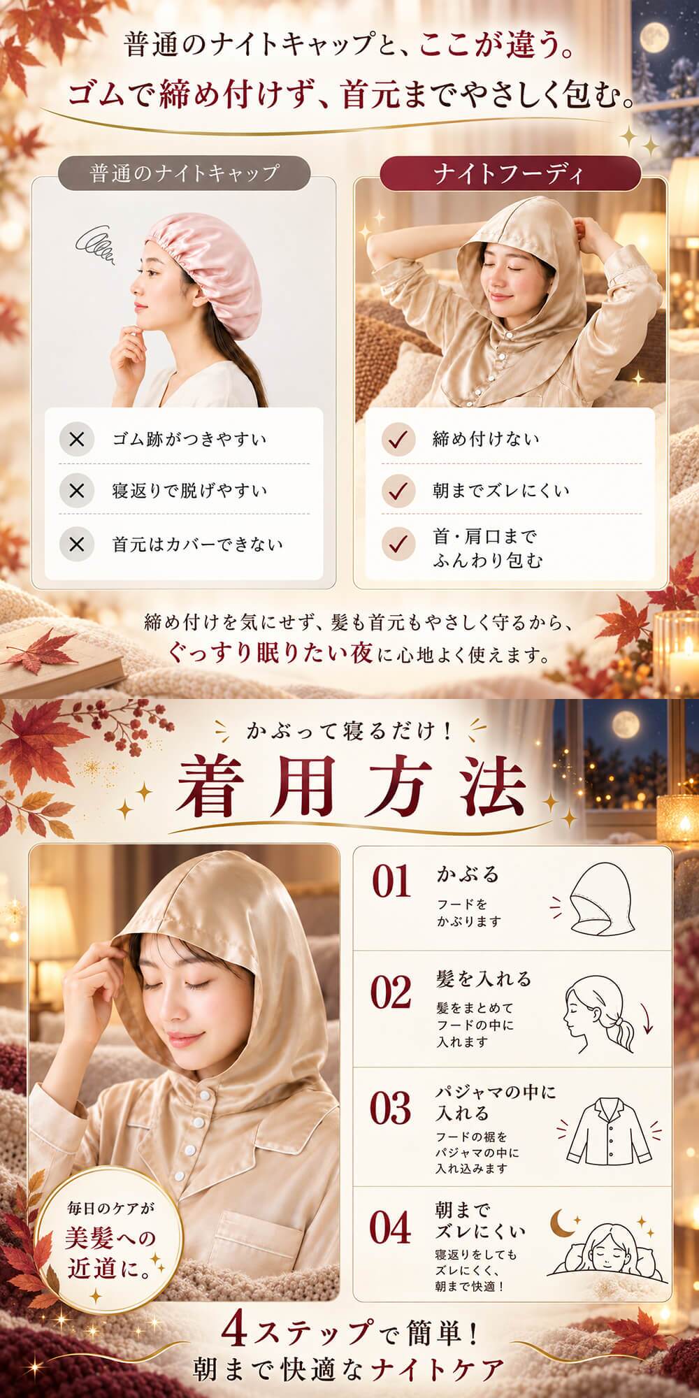 ナイトキャップ シルク ロング シルクナイトキャップ メンズ セミロング 寝る時 ヘアキャップ 夏用 寝ぐせ 枝毛 抜け毛 筒 ダメージ くせ毛 うねり ショート