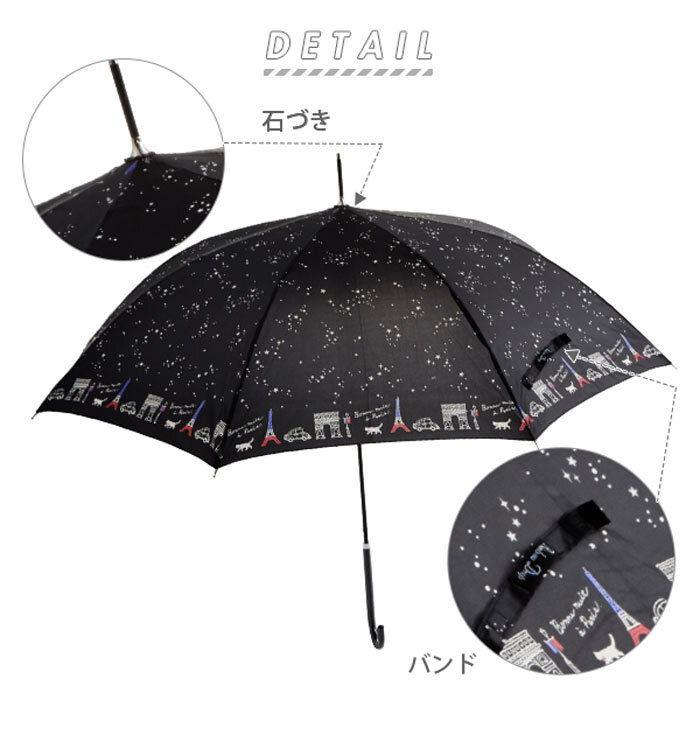 傘 レディース 長傘 ワンタッチ 通販 おしゃれ 雨傘 グラスファイバー骨 軽い 軽量 ジャンプ傘 58cm かわいい 丈夫 耐風 ドット 水玉 キャット 猫 かさ アンブレラ 長かさ 婦人傘 折れにくい