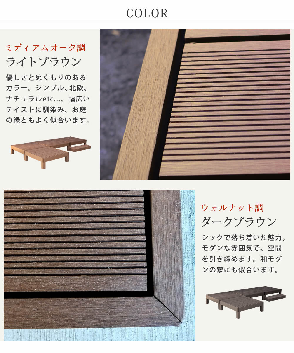 人工木ウッドデッキ ecofeel エコフィール 4台 ステップセット PWDE-4P-STP