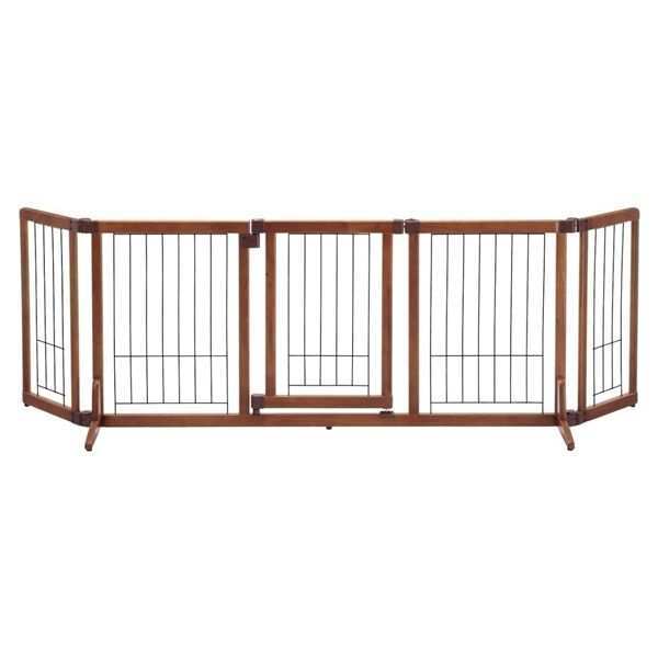 リッチェル ペット用 木製おくだけドア付ゲート L ブラウン 犬用 間仕切り 柵 置くだけ ペットゲート 小型犬 中型犬 ドア付き 幅調節 折りたたみ ペット用品
