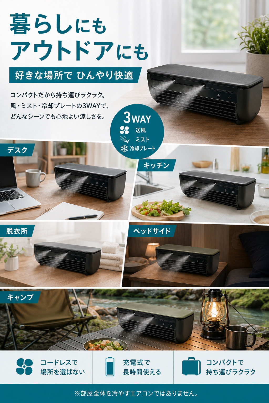 誕生日 プレゼント 冷却プレート搭載 ミストミニクーラー 充電式 ポータブルファン リモコン付き 卓上 壁掛け 暑さ対策 ギフト 熱中症対策グッズ 地震 防災グッズ キャンプ 加湿 アウトドア 敬老の日 エアコン