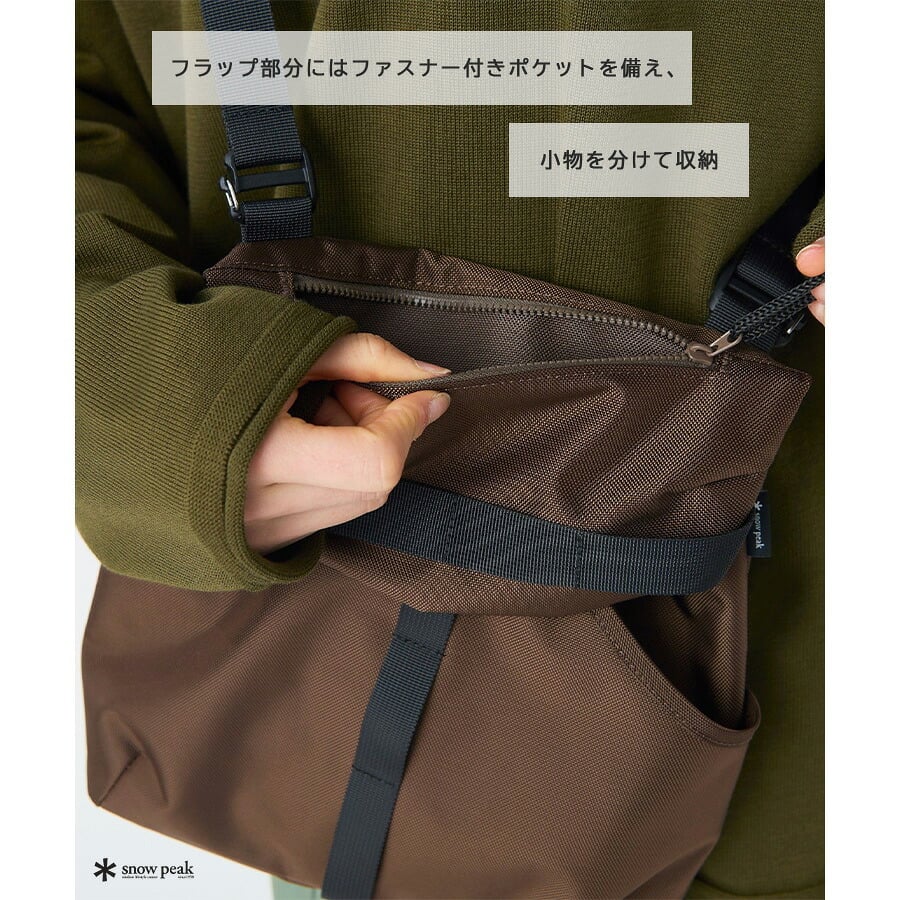 snowpeak Recycled Cordura Shoulder Bag ショルダーバッグ 斜め掛け 普段使い 使いやすい シンプル レディース メンズ ギフト プレゼント ブラック bb26su015