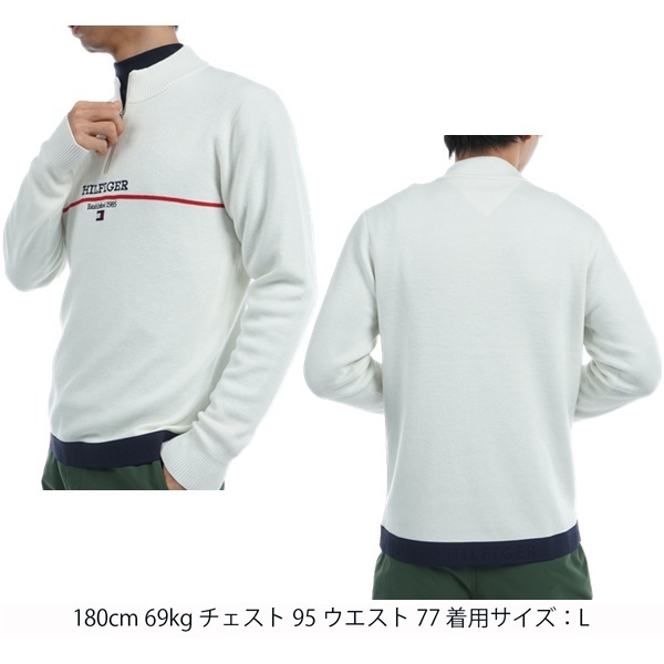 トミーヒルフィガー ゴルフ メンズ フロントロゴ ハーフジップ モックネックセーター TOMMY HILFIGER GOLF THMA472 秋冬モデル お誕生日祝い お祝い 記念品 お父さん 父の日 彼氏 男性 30代 40代 50代 60代  還暦祝い 敬老の日 人気プレゼント プレゼント