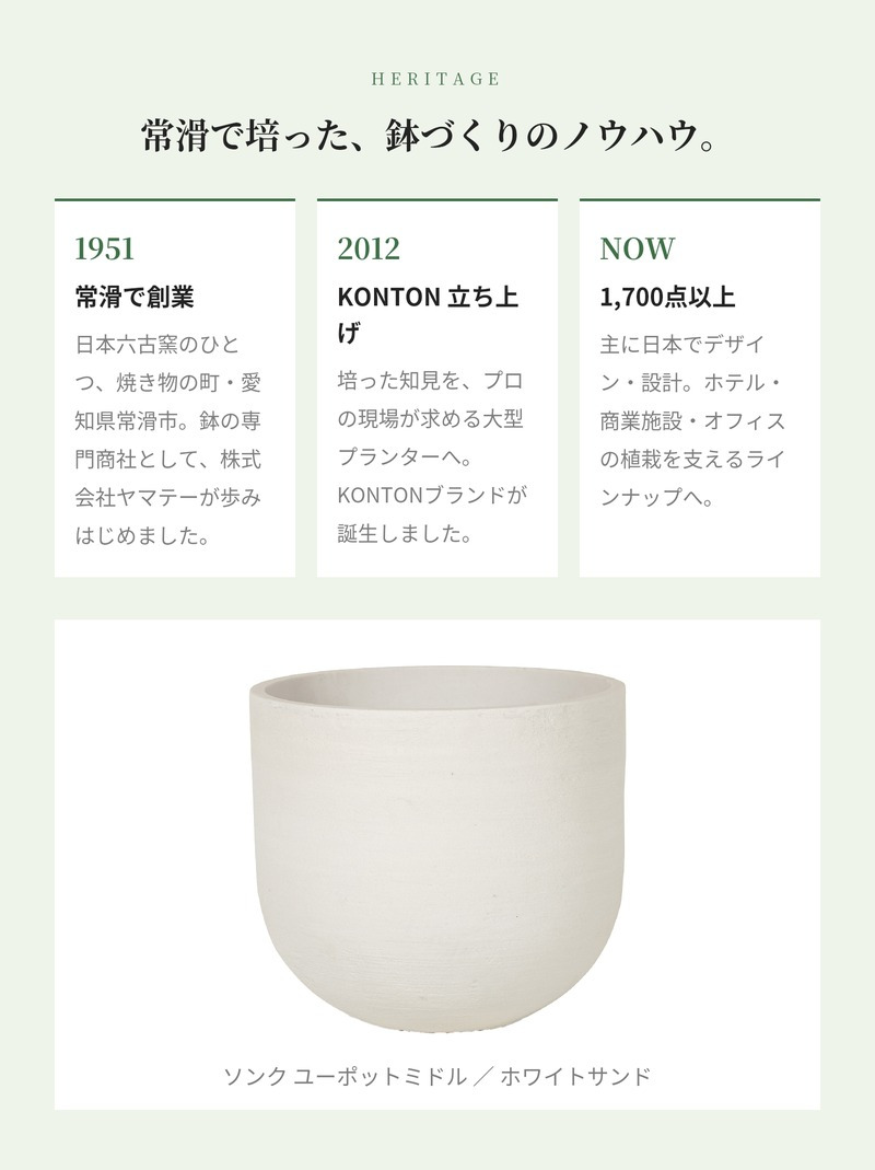 鉢カバー おしゃれ 大型 16号 14号 11号 XL L M サイズ 植木鉢 KONTON コントン ソンク ユーポットミドル 丸型 ラウンド 軽量 砂岩調 屋外 室内 高級 北欧 モダン ナチュラル 観葉植物用 シンボルツリー サボテン 多肉植物 特大 玄関 プランター 底穴なし チャコールグレー