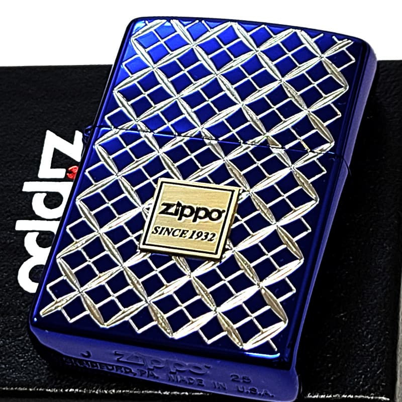 ZIPPO ブルー ヘリテージ ジッポ ライター 両面加工 彫刻 Heritage Blue 1932 ロゴ 青 おしゃれ 七宝 かっこいい ギフト プレゼント メンズ レディース