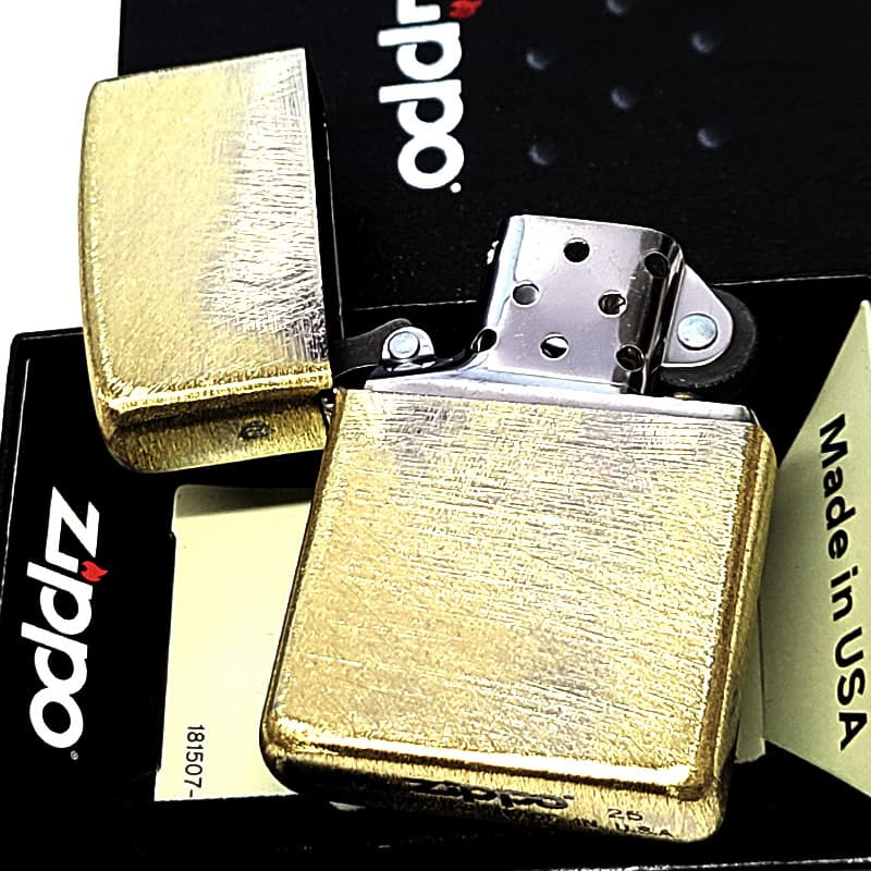 ZIPPO ライター アンティークゴールド ブラス ユーズド加工 おしゃれ シンプル ヴィンテージ加工 金 ビンテージ風 メンズ かっこいい  ギフト プレゼント