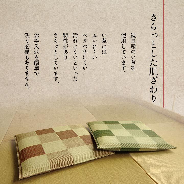日本製 い草 座布団 クッション ブロック柄 2枚組 約55×55cm ブロック柄のい座布団 国産 抗菌防臭 消臭 ウレタン 座ぶとん ざぶとん フロアクッション 和室クッション 寝具 寝室用品 インテリア ウレタンフォーム クッション性 汚れにくい 新生活