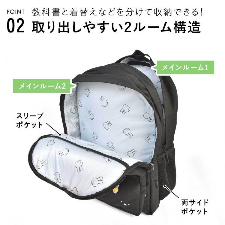 リュック スヌーピー SNOOPY ミッフィー miffy レディース 女子 高校生 中学生 通学 大容量 30L A4 B4 PC パソコン タブレット 収納 撥水 キャリーオン 黒 ブラック 大きめ スクールリュック リュックサック バックパック スクールバッグ おしゃれ かわいい キャラクター