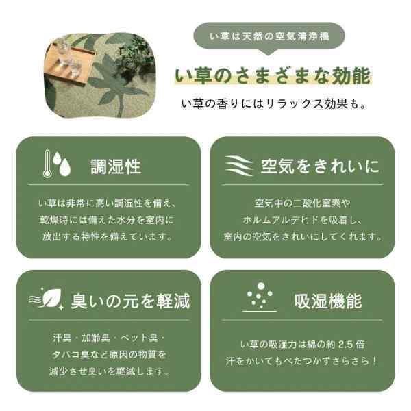 ラグ 正方形 い草 リーフ 自然素材 抗菌防臭 滑り止め不織布 約191×191cm