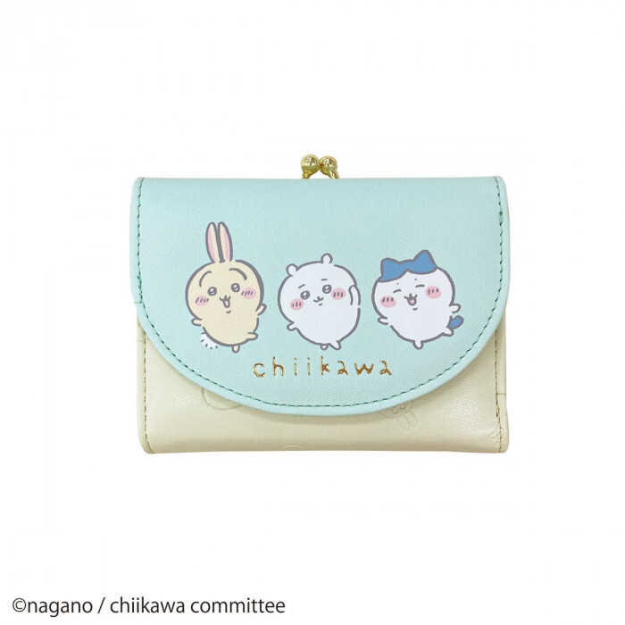 ちいかわ 口金財布 ミニ財布 レディース 二つ折り財布 コンパクト財布 小銭入れ キャラクター グッズ 雑貨 ハチワレ 似顔絵 型押し ミント かわいい おしゃれ ギフト プレゼント