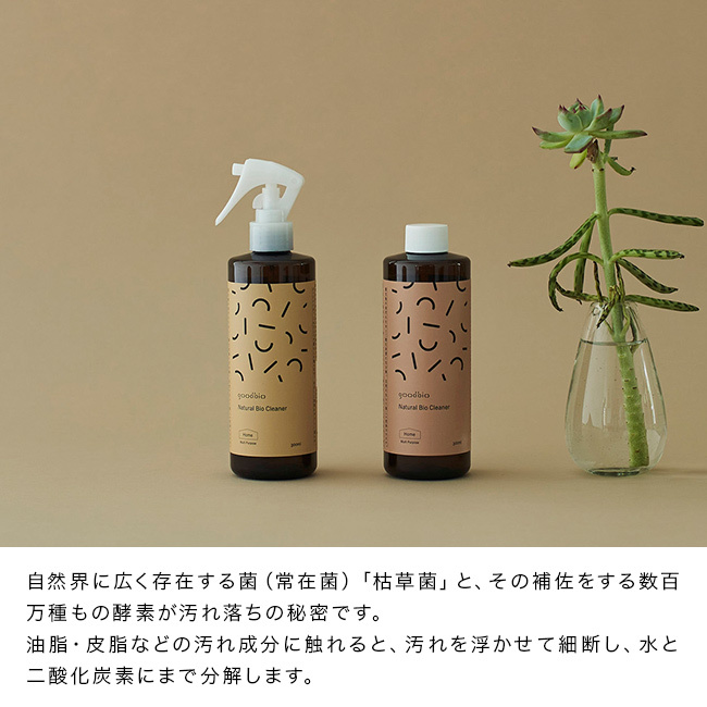 goodbio グッドバイオ ギフトセット 600ml[バイオ洗剤 クリーナー 万能洗剤 掃除用洗剤 スプレー 液体 洗剤 天然由来 5倍濃縮 詰め替え用 希釈 ガーゼタオル セット お掃除ギフト 洗剤ギフトセット 植物由来 微生物 酵素]