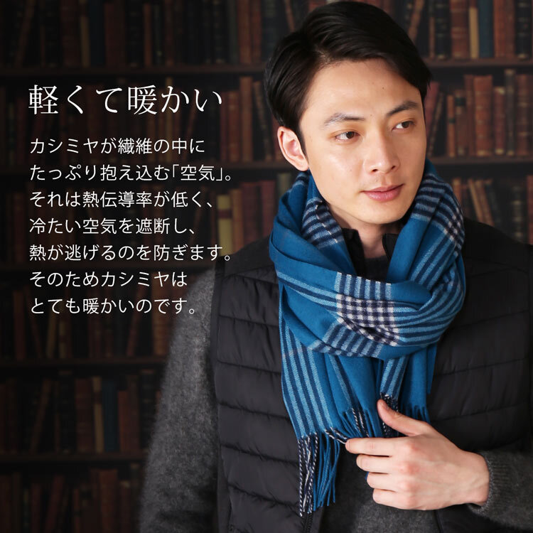 カシミヤ ストール チェック メンズ 希少なアラシャン カシミヤ100% 【名入れ刺繍可能】 メンズストール メンズマフラー カシミヤマフラー スーツ ビジネス 誕生日 プレゼント 秋冬 男性 通勤 無地 単色 贈り物 ギフト 7F (02000255-mens-1r)
