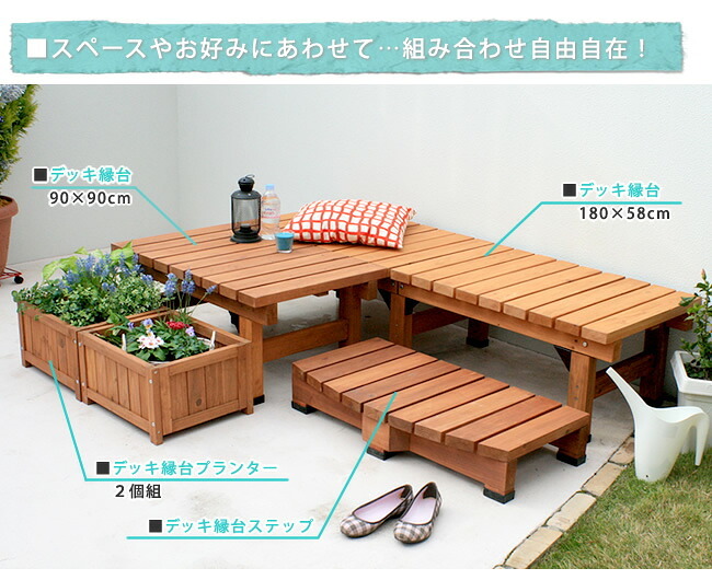 ウッドデッキ デッキ縁台プランター2個組 プランター プランターカバー DIY 木製 天然木 庭 ベランダ マンション おしゃれ 北欧 ナチュラル ガーデニング 屋外 ライトブラウン ガーデン エクステリア ガーデン用品 3個組 4個組 新生活