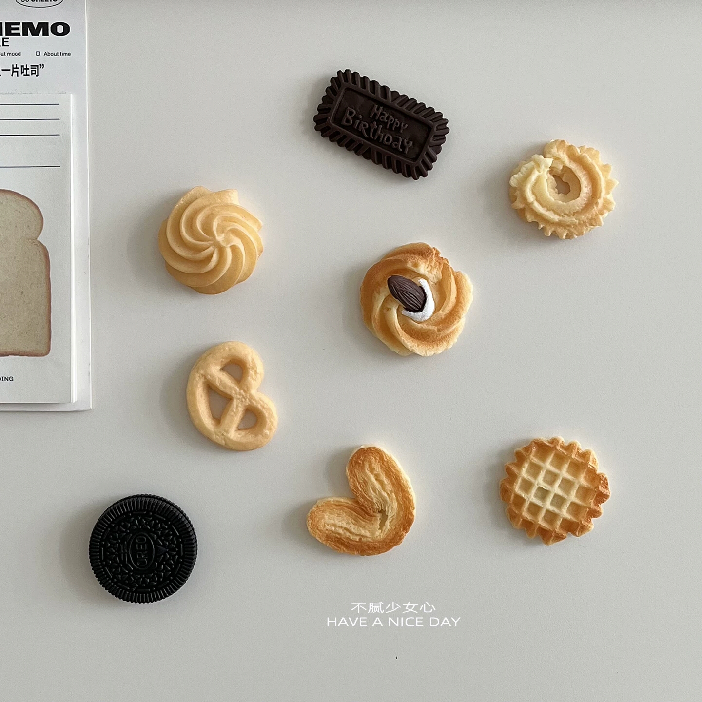 クッキー マグネット 8個セット お菓子 食品サンプル風 磁石 冷蔵庫 メモボード 写真固定 伝言メモ キッチン インテリア 韓国風 かわいい デコレーション ギフト