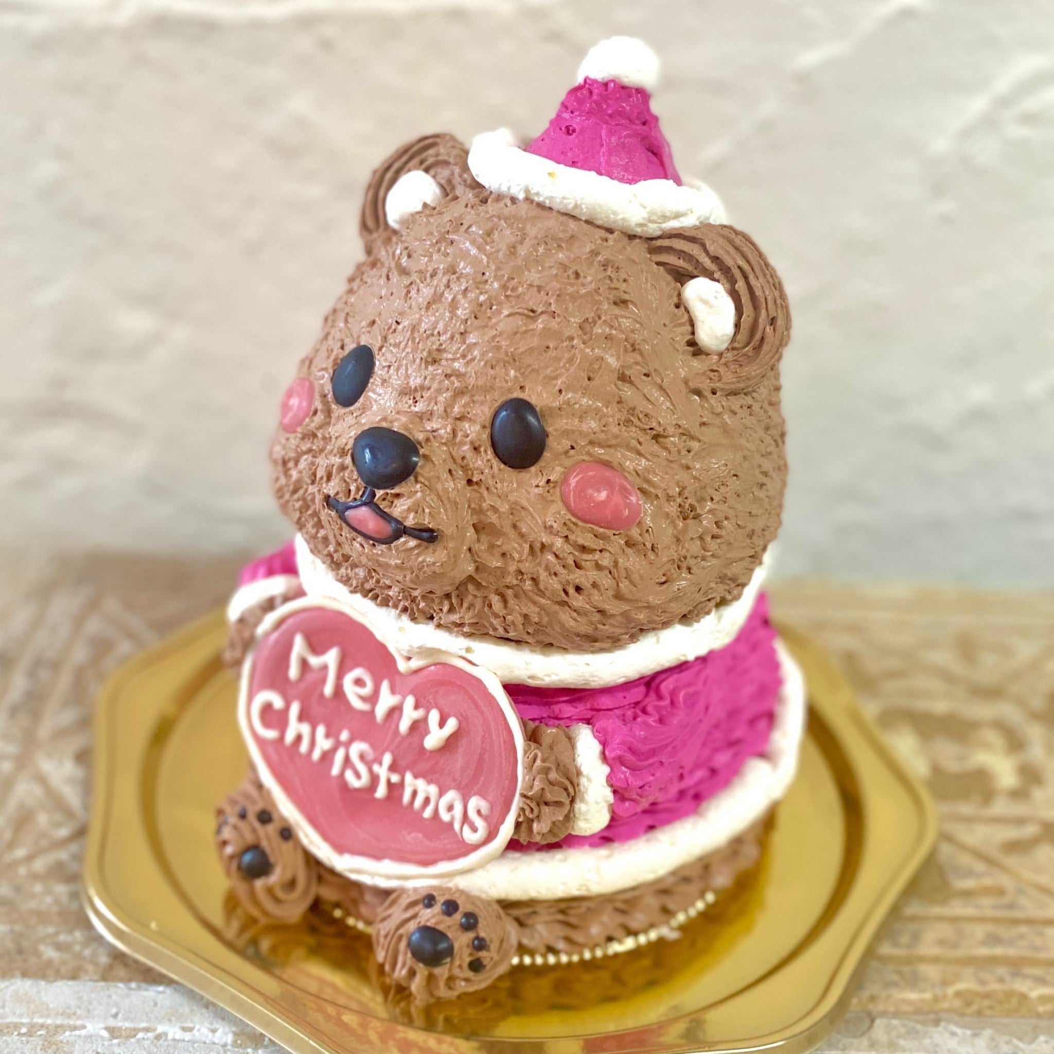 サンタくまさんの立体ケーキ　(お届けは12/21まで ) クリスマス クマ 可愛い ケーキ 立体  子供 人気 プレゼント  パーティー 12月
