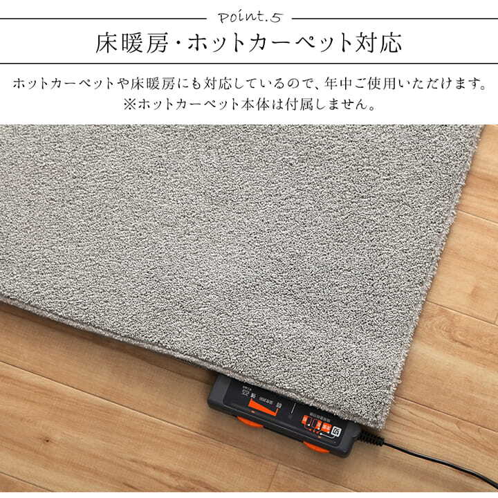 ラグ カーペット 長方形 手洗い ループパイル 高級感 おしゃれ 抗菌防臭 オーバーロック 滑りにくい加工 約3畳 約190×240cm 床暖房 ホット 対応