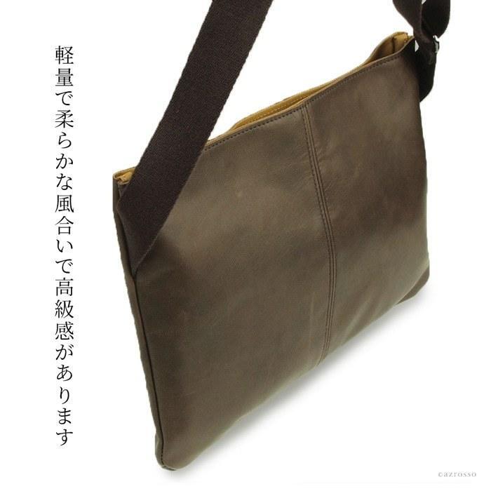 軽量 サコッシュ ショルダーバッグ 本革 レザー バッグ 日本製 コンパクト 薄マチ メンズ メンズ