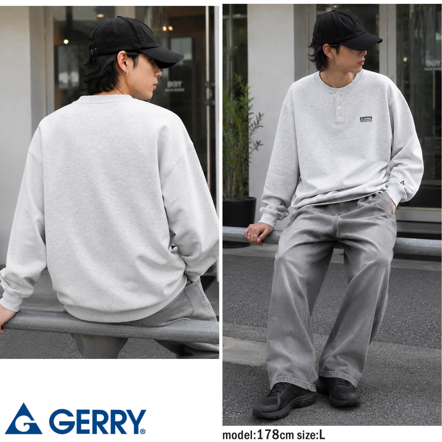 【予約】GERRY ジェリー スウェット ヘンリーネック メンズ レディース gea-m0033 裏起毛 トレーナー 長袖 織りネーム 刺繍 防寒 ビッグシルエット オーバーサイズ アメカジ アウトドア ストリート カジュアル M L XL 2026FW Karlas 別注