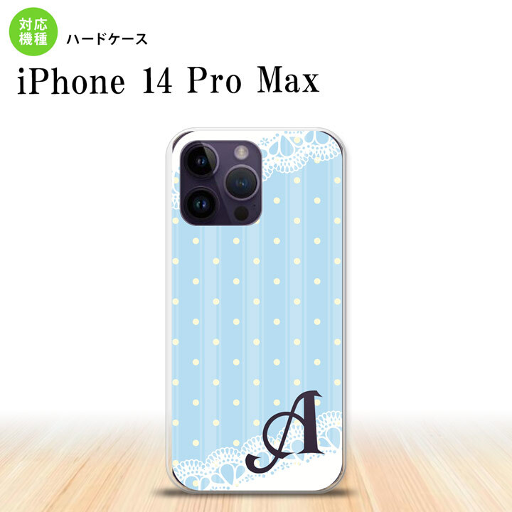 iPhone14 ProMax iPhone14 Pro Max スマホケース 背面ケース ハードケース ドット レース C 水色 +アルファベット 2022年 9月発売 nk-i14pm-1617i