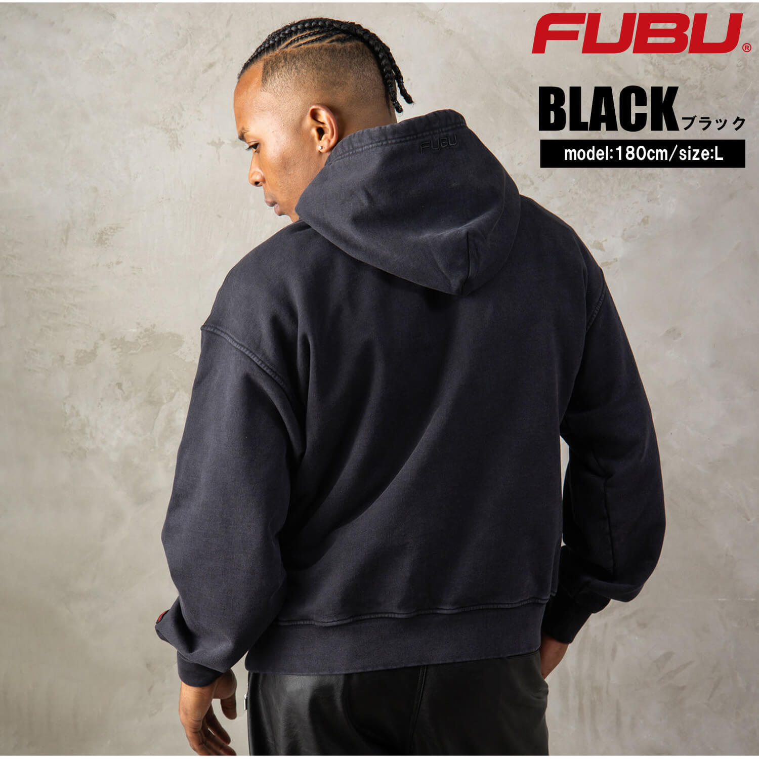 FUBU フブ パーカー メンズ レディース fam-62704 フェイクレザー パッチ フーディー プルオーバー スウェット ウォッシュ加工 ビッグシルエット ストリート ヒップホップ ダンス カジュアル トップス M L XL XXL 2026FW Karlas