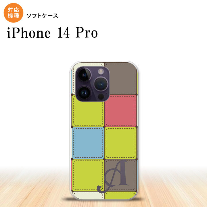 iPhone14 Pro iPhone14 Pro スマホケース 背面ケースソフトケース パッチワーク ミックスG 緑 +アルファベット 2022年 9月発売 nk-i14p-tp1677i