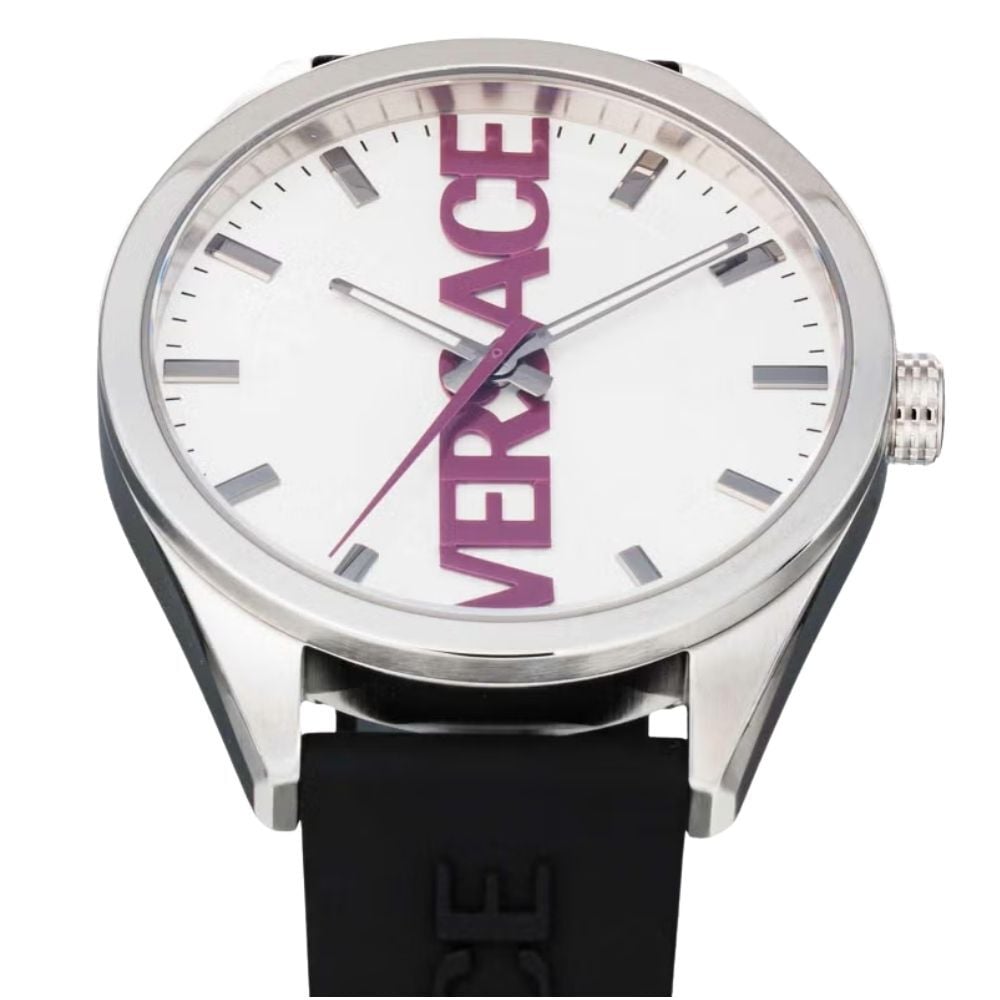ヴェルサーチェ 腕時計 メンズ ホワイト シルバー ブラック 42mm VERSACE V-VERTICAL シリコンベルト スイス製 メンズ腕時計 軽量 ブランド おしゃれ プレゼント ギフト 卒業 入学 お祝い