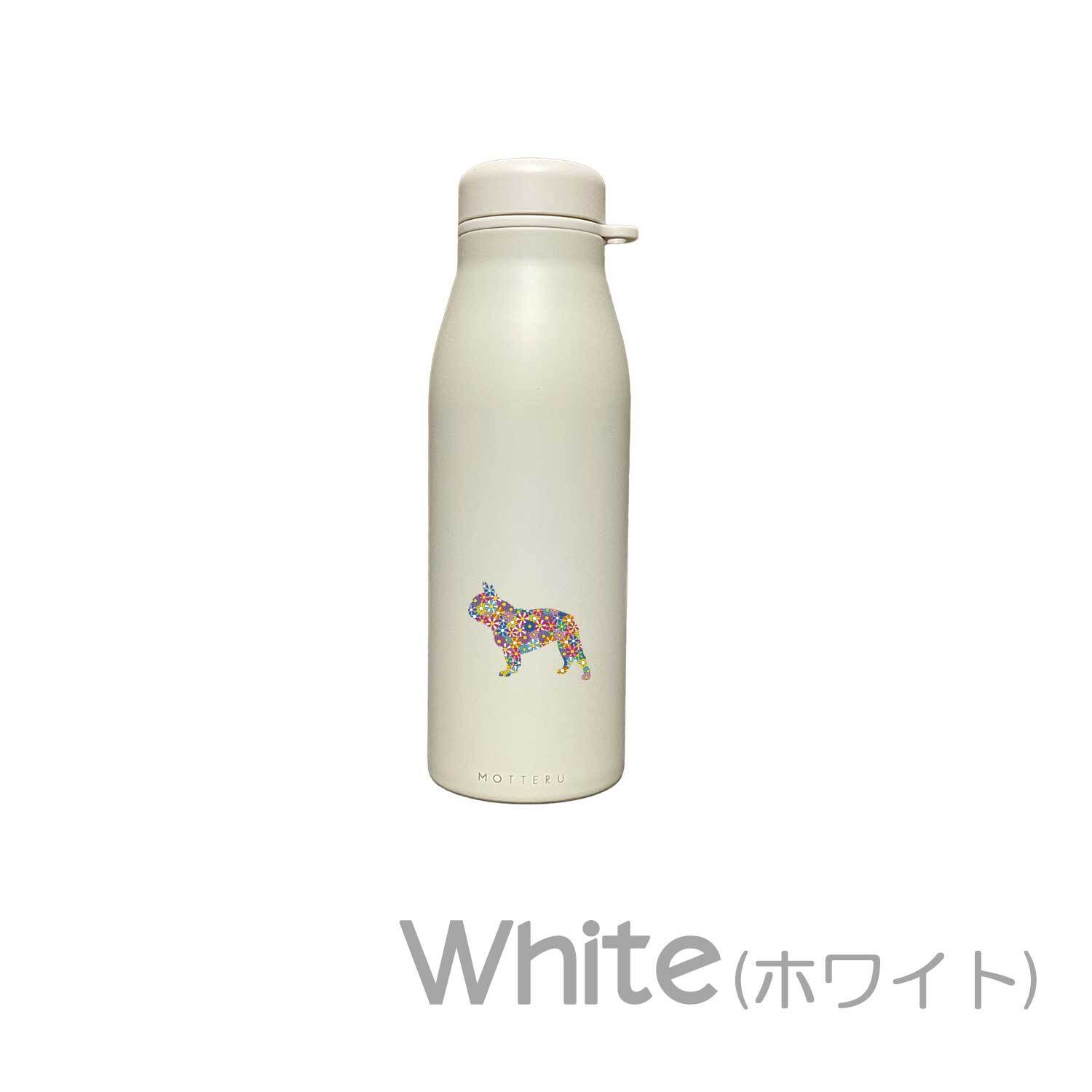 フレンチブルドッグ ショルダー ステンレスボトル 500ml 保温 保冷 ステンレス 真空 断熱 二重構造 水筒 マイボトル カラビナ ベルト ストラップ オリジナル フレブル ブルドッグ 犬 ペット