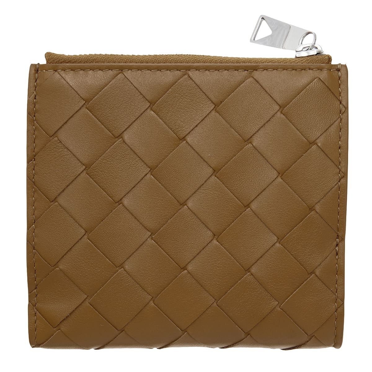 ボッテガヴェネタ BOTTEGA VENETA 二つ折り財布 レディース イントレチャート キャメル ブラウン 茶 小銭入れ付き ミニ財布 本革 ラムレザー ファスナー小銭入れ カード入れ6つ 600270 V48A1 2596