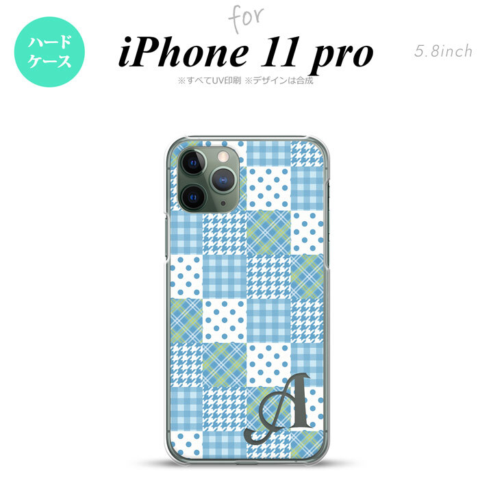 iPhone11Pro iPhone11 Pro スマホケース ハードケース パッチワーク 水色 +アルファベット メンズ レディース nk-i11p-1064i