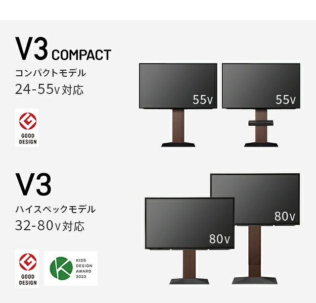 WALLインテリアテレビスタンドV3 COMPACT+棚板セット 24~55v対応 壁寄せテレビ台 TVスタンド 専用棚板 DVDレコーダー PS5 プレステ5 PS4 ミニ 小型 ホワイト 白 ブラック 黒 ウォールナット ブラウン ホワイトオーク