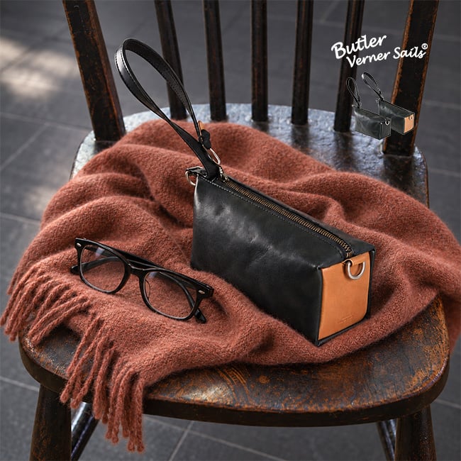 Butler Verner Sails バトラーバーナーセイルズ デッドストックレザーアシンメトリーポーチ[ポーチ 小物入れ メンズ レディース レザーポーチ おしゃれ 本革 プレゼント 革ポーチ かわいい ギフト 牛革 マルチポーチ] 1-2W