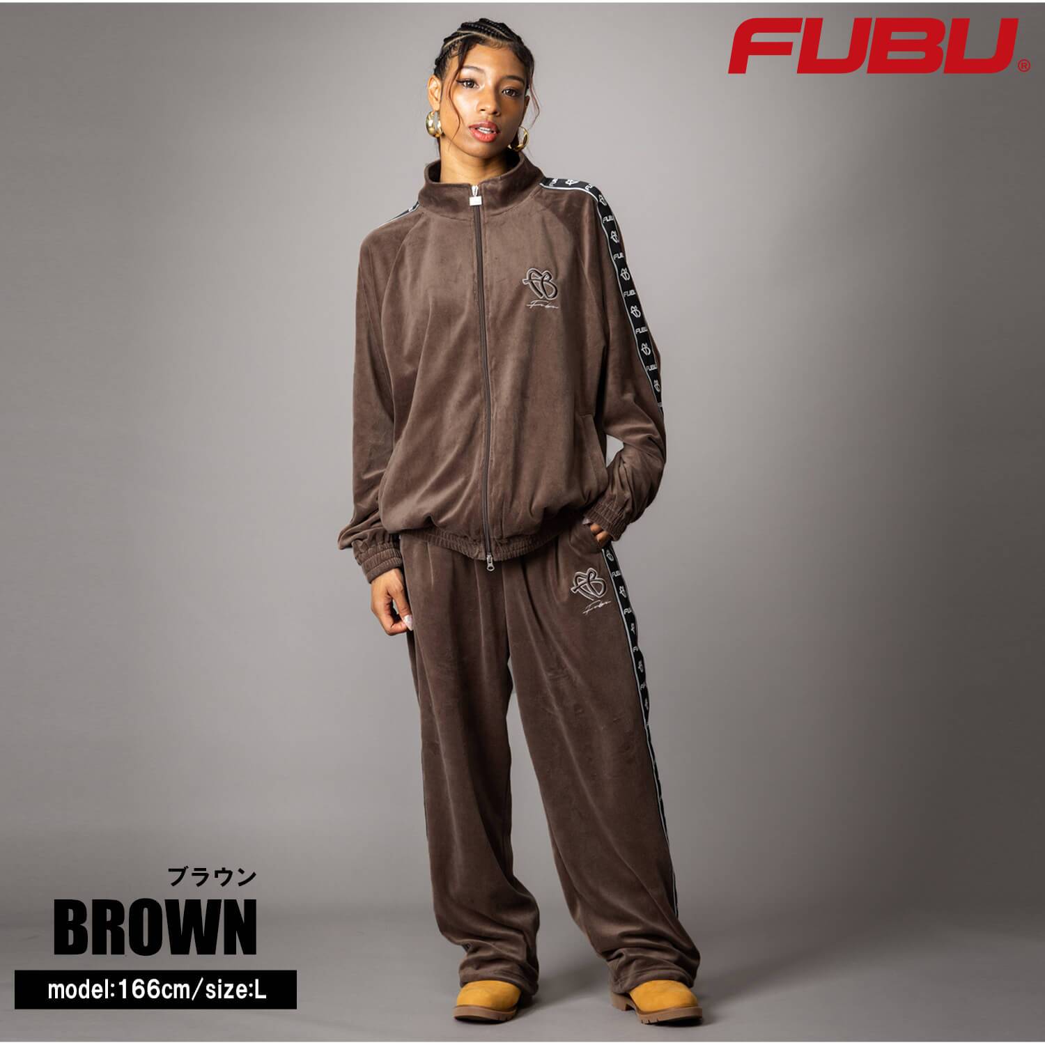 FUBU フブ ベロア イージーパンツ メンズ スポーティ ボトム ストリート ワイド ヒップホップ ダンス オーバーサイズ ビッグシルエット 秋冬 黒 M L XL XXL 大きいサイズ レディース fam-62508 2026FW karlas